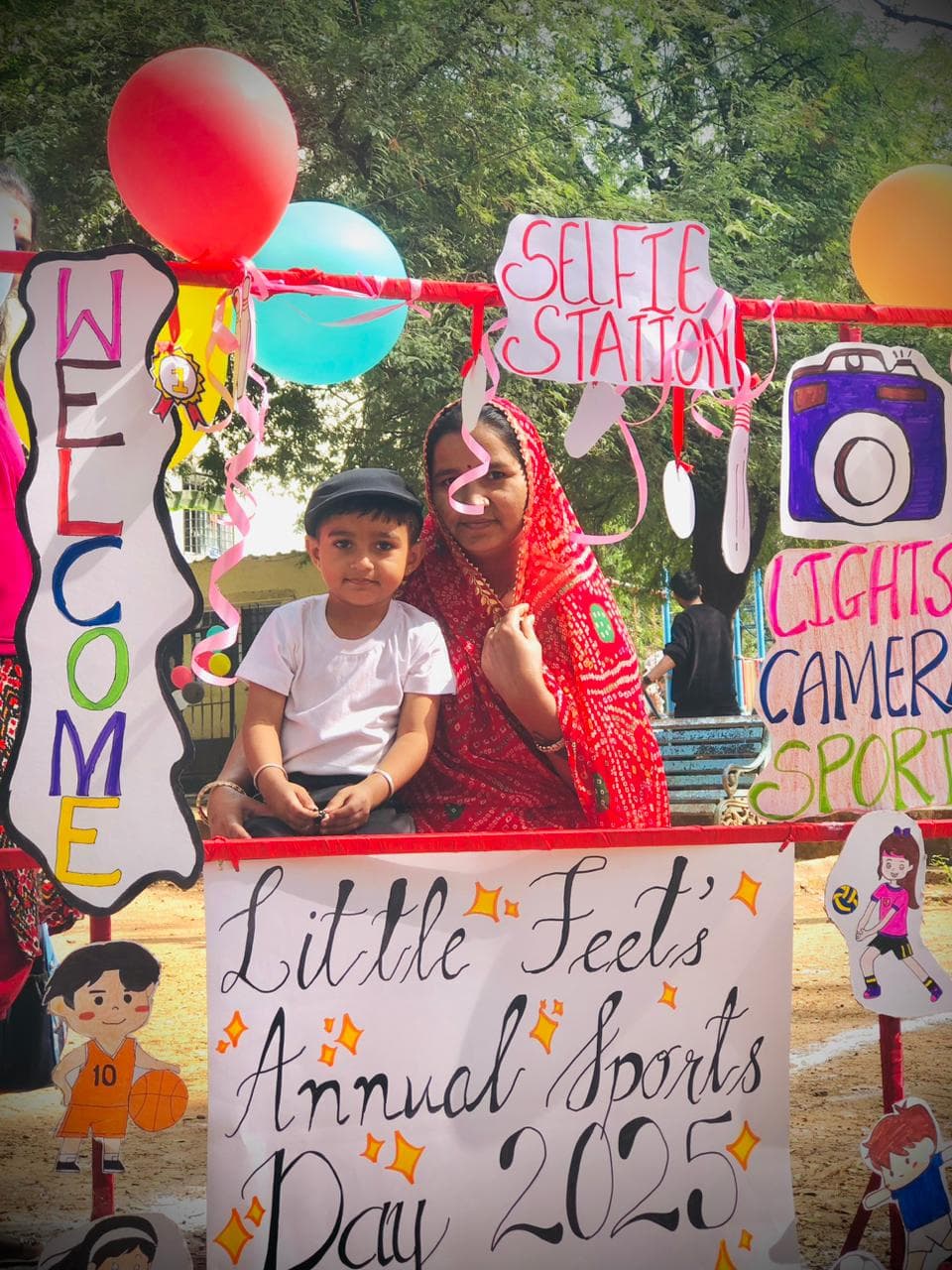 Little Feet's Pre School annual sports day selfie station